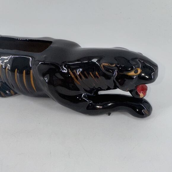 Black Panther Planter Figurine Miniature Redware Mid-Century Modern 12” L - Picture 2 of 14
